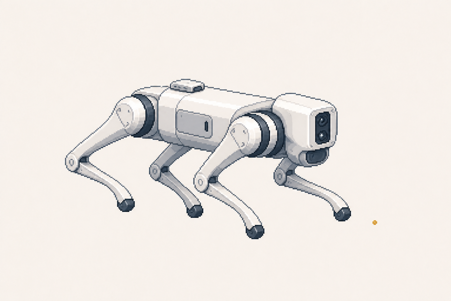 Pixel-art Unitree Go1 quadruped robot